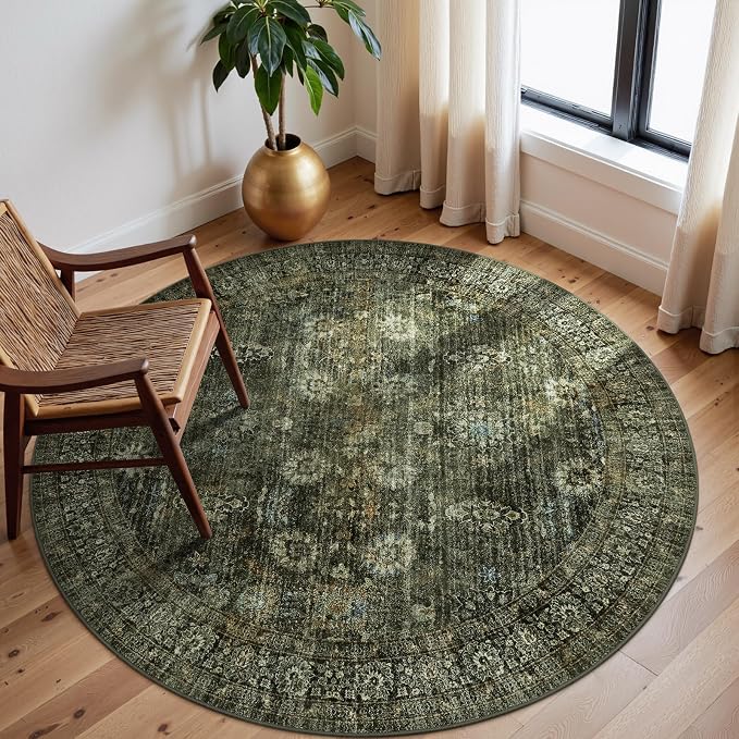 Moynesa Ultra-Thin Washable 5ft Round Rug by Moynesa