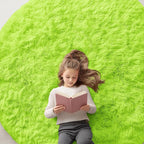 OLANLY Lime Green Round Rugs for Bedroom by OLANLY