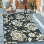 Lahome Floral Indoor Outdoor Rug, 5x8ft Non-Slip Outdoor Patio Rug by Lahome