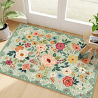 DUKINO 2x3 Rugs for Entryway, Floral Indoor Washable Front Door Mat, Non Slip by DUKINO
