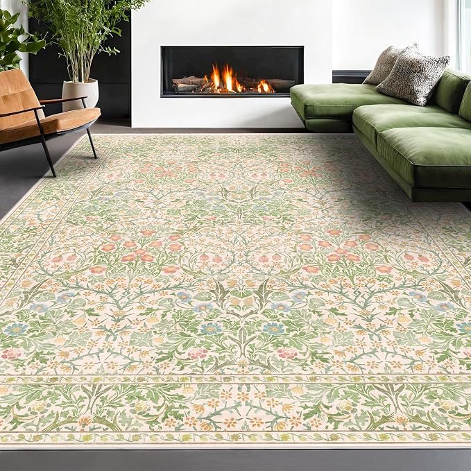 Washable Light Green Rug for Bedroom - Image 4