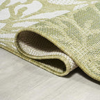 JONATHAN Y Floral Textured Weave Indoor Outdoor Runner Rug 2X8 Green/Cream - Image 5