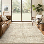 Soalmost 5x7 Area Rugs Brown Low Pile Indoor Washable Trendy Faded Style Floral by Soalmost