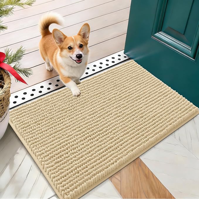 OLANLY Dog Door Mat for Muddy Paws 24x16, Ultra Absorbent Chenille Mud Doormat by OLANLY