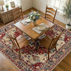 RELEANY Area Rugs Square 8ft Washable Non-Slip, Floral Vintage Distress by RELEANY