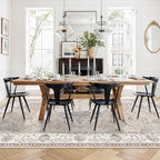 Living Room 8ft Square Area Rug: Machine Washable Large Vintage Soft Rug Stain - Image 2