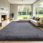 Grey Fluffy 8x10 Large Area Rugs by KICHOWUA