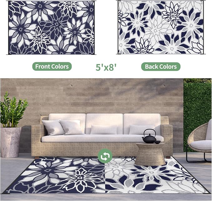 GENIMO Outdoor Rug Waterproof for Patio Decor, Large Area Rugs Mats for RV - Image 5