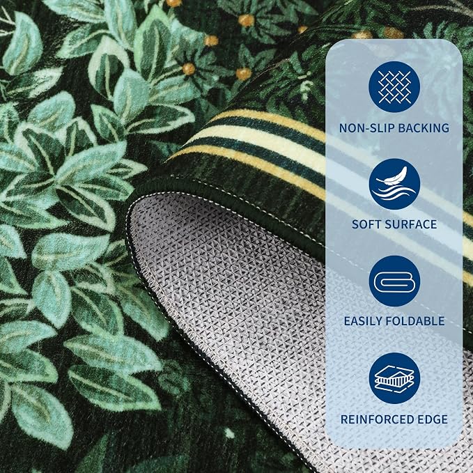 GarveeHome Forest Rugs 5x7, Botanical Low Pile Non Slip Stain Resistance - Image 6