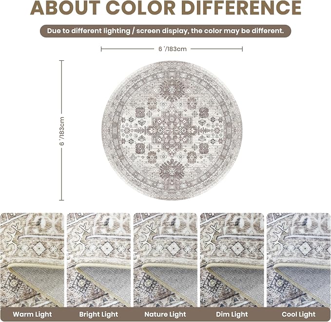 zesthome Washable Round Area Rugs - Image 2