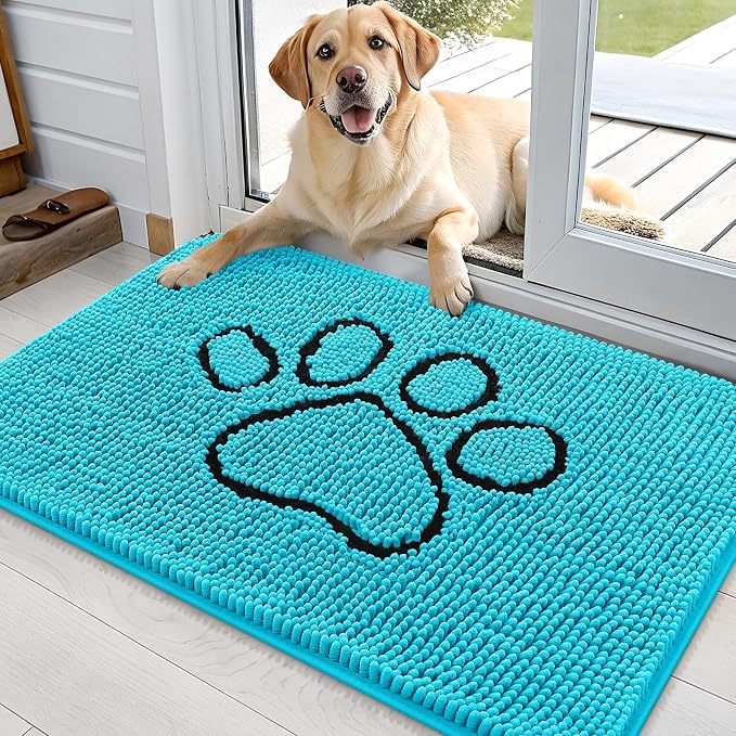 OLANLY Dog Door Mat for Muddy Paws 36x24, Paw Print Design, Absorbs Moisture by OLANLY
