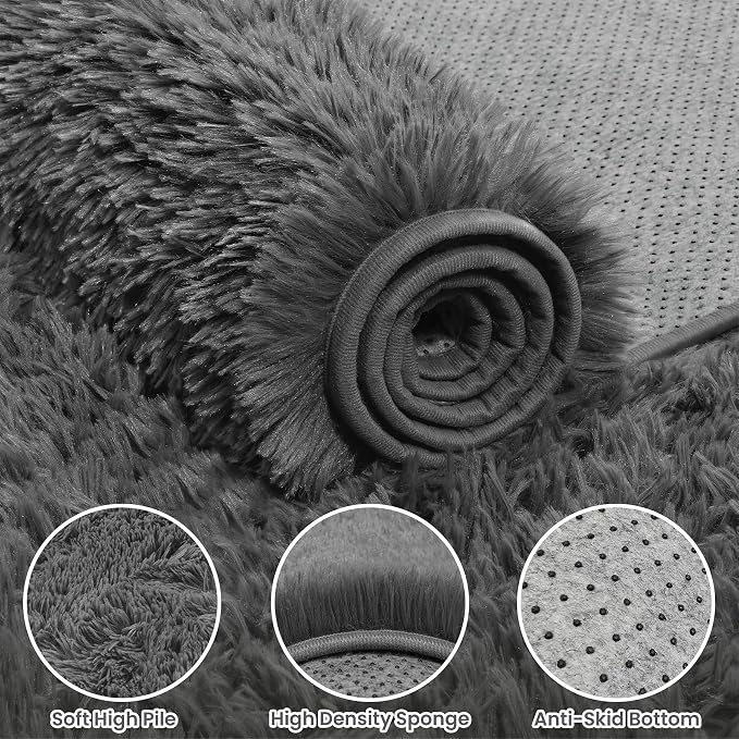 4x6 Area Rug for Living Room, Ultra Soft Fluffy Shag Rugs for Bedroom, Non-Slip - Image 6