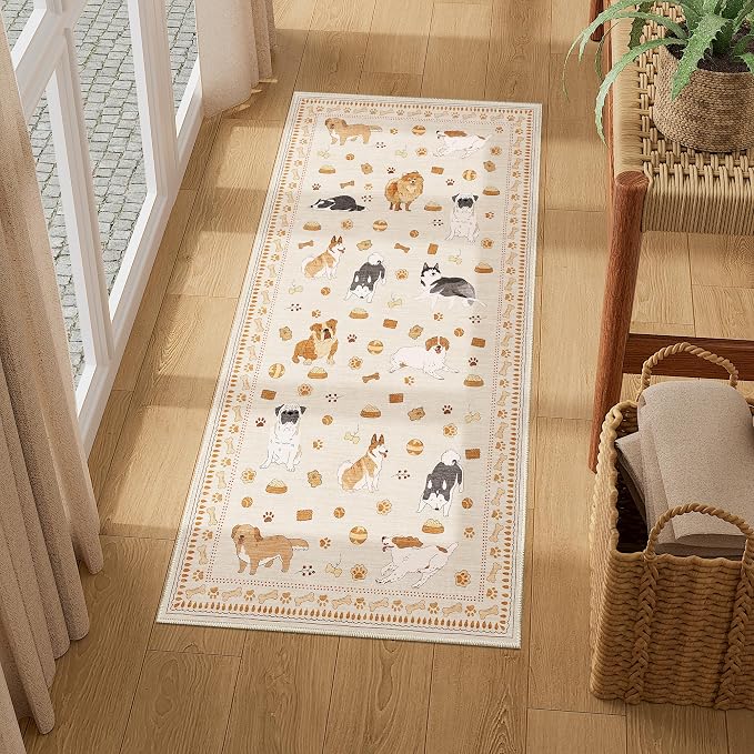 DUKINO 2x4 Runner Rug for Entryway, Animal Dog Print Washable Kitchen Rug - Image 3