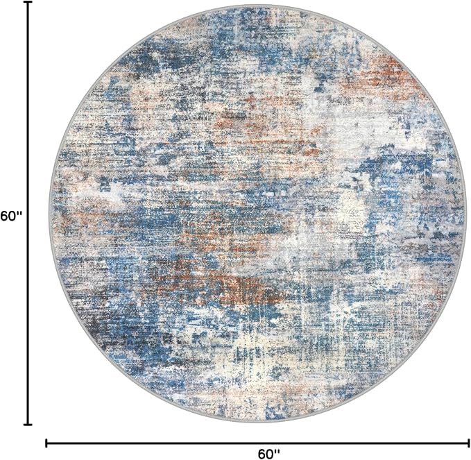 IOHOUZE Round Area Rug 5 Ft Circle Entryway Rugs Round Washable Door Mat Indoor - Image 2