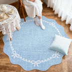 GarveeHome Scalloped Bow Rug for Living Room, 4ft Round Rugs Washable Solid - Image 3