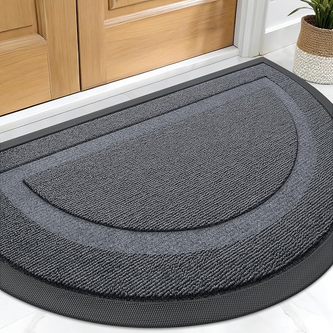 OLANLY Half Circle Door Mat Indoor Outdoor Entrance Welcome, Waterproof by OLANLY