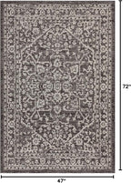 JONATHAN Y Boho Medallion Indoor Outdoor Area Rug 4X6 Black/Gray, Malta - Image 2