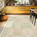 Vintage Washable Beige Green 10x12 Rug - Image 7