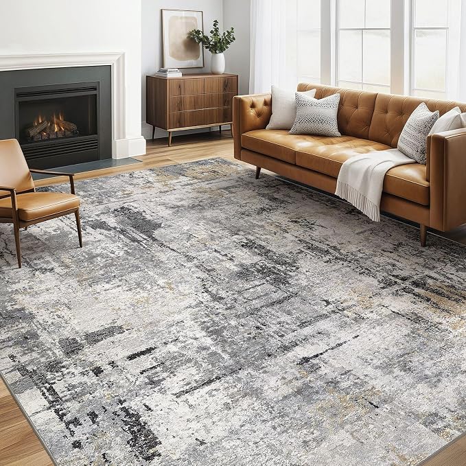 6x8 Area Rug Living Room: Washable Large Abstract Soft Stain Resistant Indoor by LOONGRUG