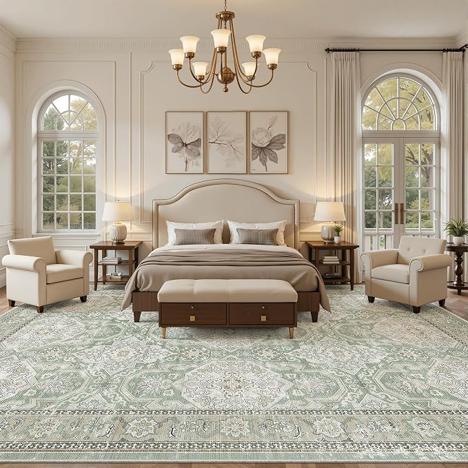 Soalmost 10x14 Area Rugs for Living Room, Non Slip Machine Washable Vintage Rugs - Image 4