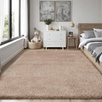 Area Rug for Living Room Bedroom: 5x7 Camel Soft Fluffy Shag Upgrade Non-Slip - Image 2