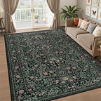 5x7 Area Rugs Living Room Rug: Floral Washable Rug Vintage Boho Soft No Slip - Image 2