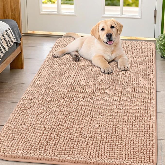 Smiry Dog Door Mat for Muddy Paws 47x32, Absorbent Dirt Trapper, Non-Slip by Smiry