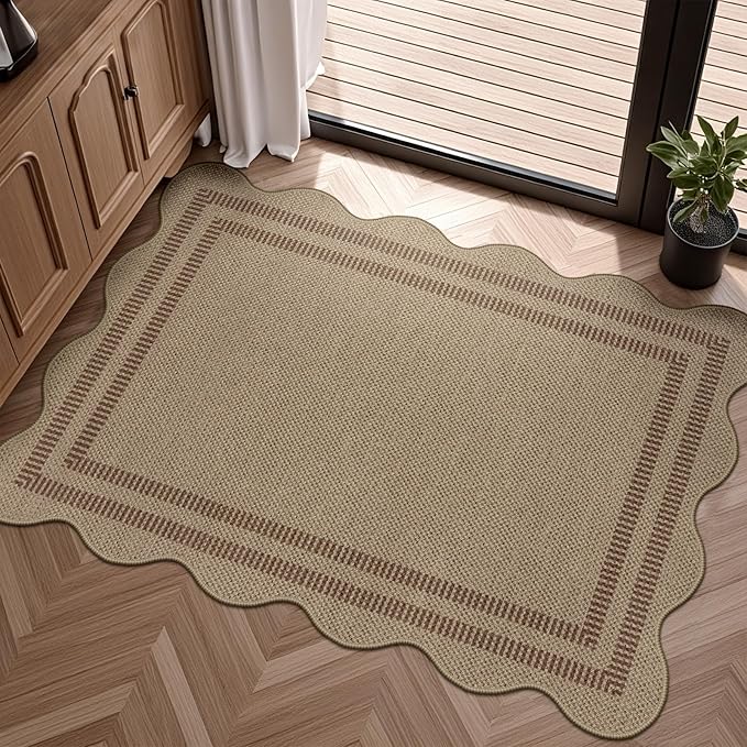 Easy Jute Outdoor Mats for Front Door, 2x3 Small Washable Kitchen Rugs by LORWER