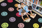 Flagship Carpets Rainbow Smileys in Black Criss-Cross Applesauce Educational - Image 2