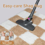 PureCozy 9x12 Area Rugs for Living Room Brown Soft Shag Checkered Large Rug - Image 7
