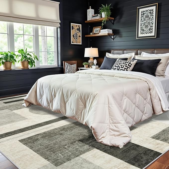 Modern Rug for Living Room 8x10: Geometric Soft Low Pile Carpet for Bedroom - Image 4