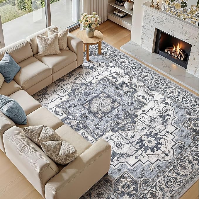 10x12 Area Rugs Living Room: Washable Vintage Rug Large Non-Slip Stain - Image 2