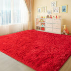 Soft Red Rugs for Bedroom, 4x6 Fluffy Fuzzy Shaggy Rugs for Living Room - Image 3
