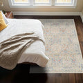 Hazo Haus Vintage Washable Beige Blue Area Rugs by HazoHaus