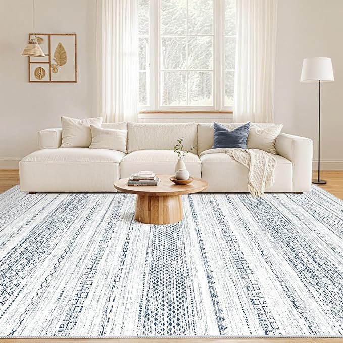 Nakagishi 8x10 Area Rugs Living Room: Washable Boho Large Neutral Soft - Image 2