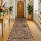Brown Washable Long Runners for Hallways, Entryway Indoor Rug, Non Slip Rubber by HazoHaus