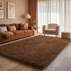 Ophanie Brown Rugs for Bedroom Living Room, Fluffy Fuzzy Furry Carpet, Plush - Image 3