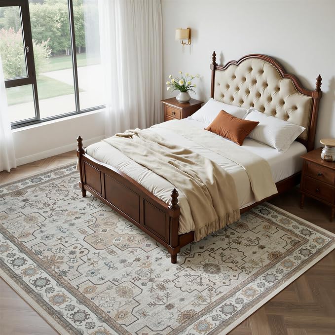 Washable Rugs 8x10 Area Rugs for Living Room, Ultra Soft Faux Wool Retro Carpets - Image 6
