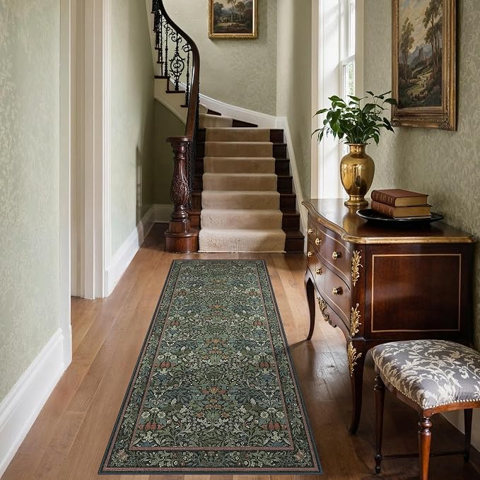 GENIMO Floral Washable Runner Rug 2’6”x6’, Non-Slip Long Hallway Carpet by GENIMO