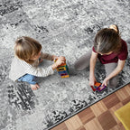 3x7 Grey Rug Runners for Hallways Kitchen Runner Rug Non Slip Washable Black - Image 4