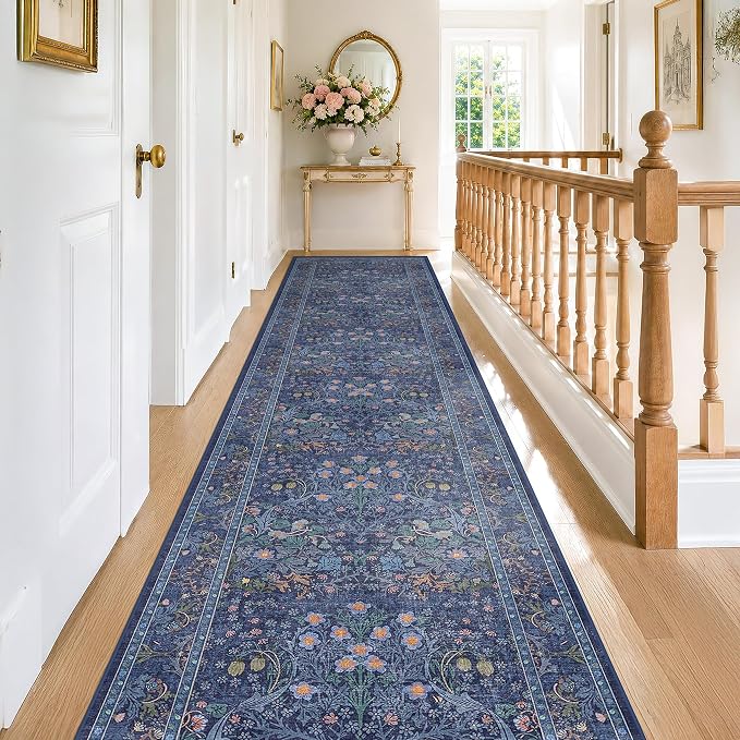 Vintage 3x16 Wide Hallway Runner Rug Non Slip, Ultra Thin Large Kitchen Indoor by HazoHaus