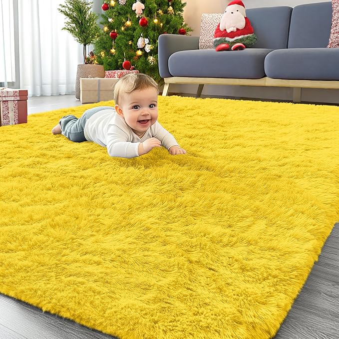 OLANLY Area Rugs for Living Room Bedroom, Machine Washable 4x5.9 ft Soft Fluffy by OLANLY