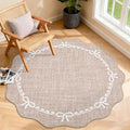 GarveeHome Scalloped Bow Rug for Living Room, 4ft Round Rugs Washable Solid by GarveeHome