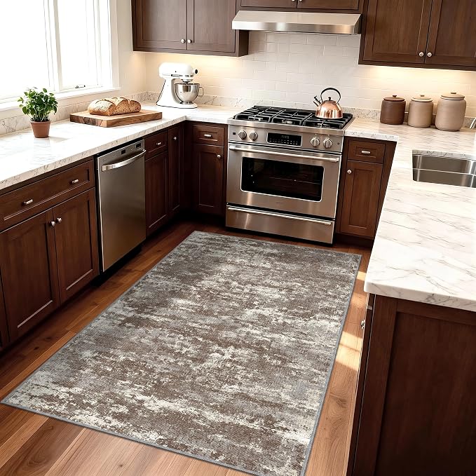 3x5 Area Rug Washable Entryway Rug Non Slip Abstract High-Stain Resistance No - Image 2