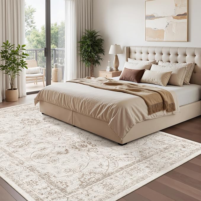 Madane Washable 7x9 Area Rugs for Living Room, Vintage Natural Rug - Image 2