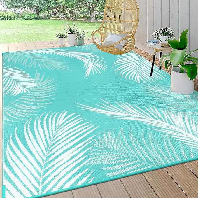 Pauwer Waterproof Outdoor Rug 6x9, Reversible Plastic Straw Patio Camping Rug by Pauwer