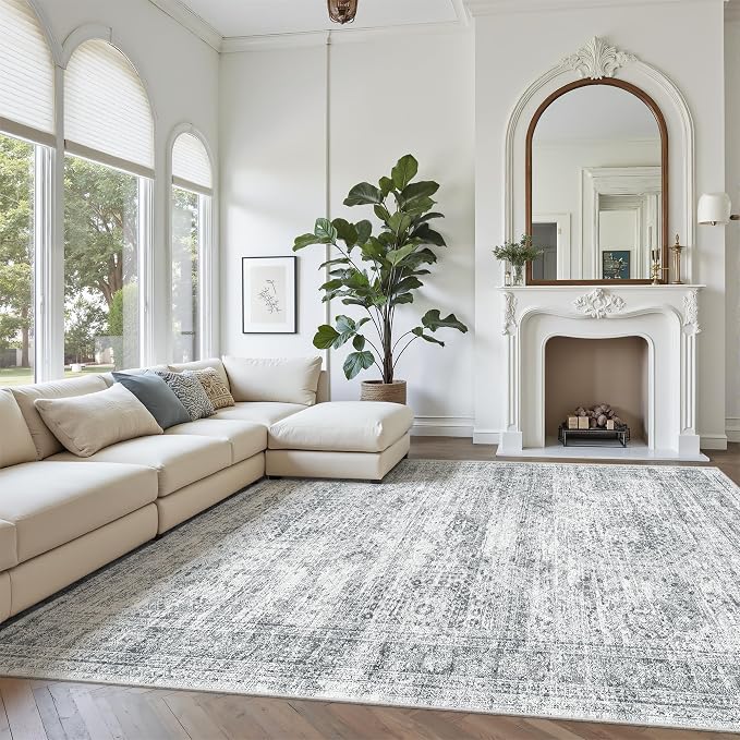 Soalmost 7x10 Area Rug for Living Room Washable Abstract Vintage Soft Thin - Image 2