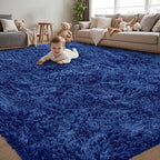 6x9 Area Rug for Living Room:Ultra Soft Fluffy Shag Navy Blue Rugs, Large Fuzzy by Unknown
