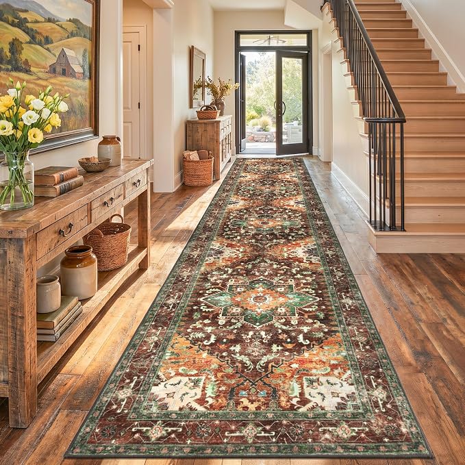 Yamaziot Washable Runner Rug, 3x14 Non-Slip Boho Vintage Hallway Rug Runner - Image 5