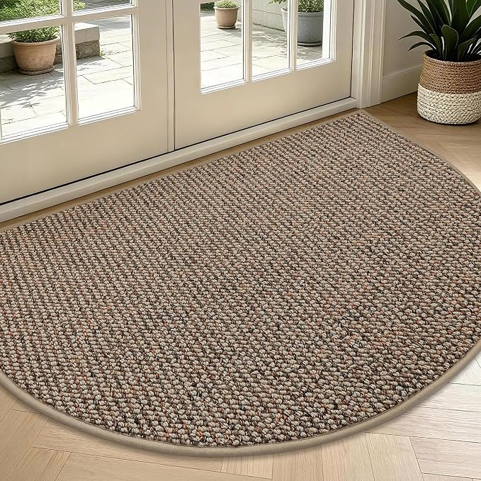 BEQHAUSE Dirt Trapper Door Mat 36" x 60" Half Circle Non Slip Washable Doormats by BEQHAUSE